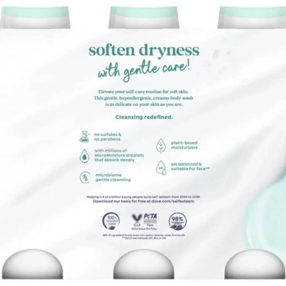 Dove Sensitive Skin Body Wash 3-pack 23oz each (69oz Total) Hypoallergenic